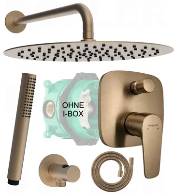 Produktbild von HANSGROHE Talis E | BOFLER Unterputz Duschsystem Duschset #87-O, Unterputz Armatur, Regendusche Ø30cm, Brausearm, Brauseset, PVD brushed BRONZE
