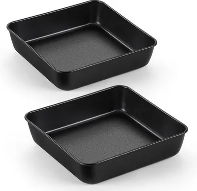 Immagine prodotto di Set di pirofile, acciaio inossidabile, quadrate, 21 x 21 cm, rivestimento antiaderente, 2 pezzi, facili da pulire