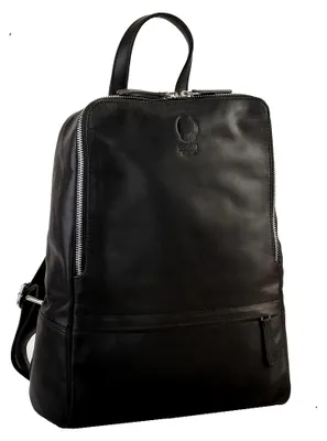 Produktbild von Premium Lederrucksack Damen Elegant mit vielen Fächern I Handgefertigter Rucksack Leder Laptoprucksack für 14 Zoll Notebook I Business Damenrucksack schwarz