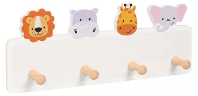 Zdjęcie produktu dla Szafka na ubranka dla dzieci Relaxdays, 4 haczyki, wzór C, montaż na ścianie, MDF, drewno, do pokoju dziecięcego, do przedpokoju, listwa na ubrania, kolor: szary/pomarańczowy, Obraz wygenerowany przez AI