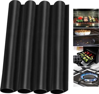 Produktbild von 4er-Pack Ofeneinlagen für den Boden von Elektro- und Gasöfen, wiederverwendbare antihaftbeschichtete Ofenschutzeinlage, hitzebeständige Grillmatten für Außengrills, 40,6 x 61 cm