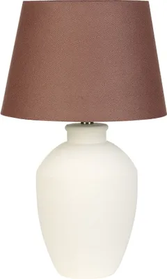 Obrázok produktu pre BELIANI Stolná lampa biely keramický podstavec hnedé ľanové tienidlo minimalistický dizajn