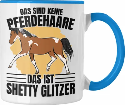 Produktbild von Trendation - Lustige Reiter Sprüche Geschenk Tasse Reiterin Pferde Mädchen Geschenkidee Pferde Grafik Shetty Glitzer (Blau)