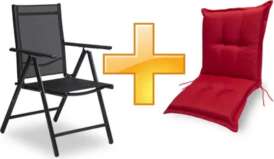 Produktbild von sunnypillow Set Gartenstuhl und Gartenstuhlauflage Niedriglehner | 100 x 50 x 9 cm Auflage wasserdicht UV-lichtecht | Klappsessel Klappstuhl für Garten Polsterauflagen Stuhlauflage | Rot