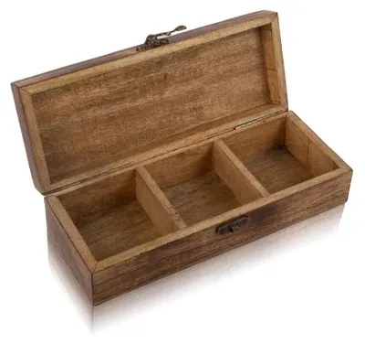 Imagen del producto de Solidchoice: Caja de madera con 3 compartimentos para hierbas y té