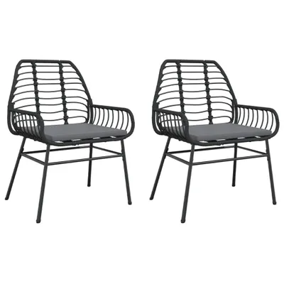 Produktbild von vidaXL Gartenstühle 2 Stk. mit Kissen Schwarz Poly Rattan