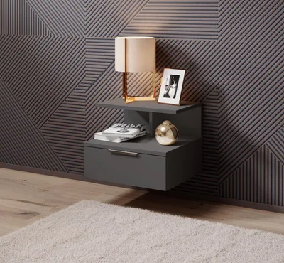 Produktbild von Nachtkommode Bettschrank Nachttisch Bettkommode Nachttischschrank "Pauline I" Graphit