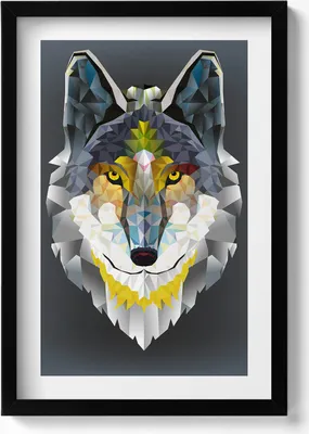 Produktbild von Wolfskopf– Wandbild mit Rahmen – Gerahmtes Bild  – Wanddekoration – 40x60 cm –  Schwarz