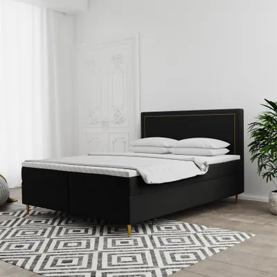 Produktbild von Boxspringbett Schlafzimmerbett LUCIEN 180x200cm in Stoff Soro Schwarz