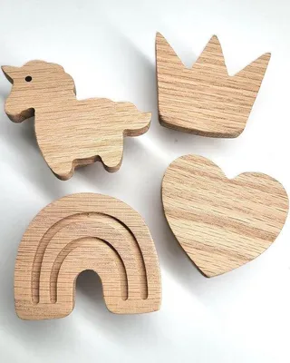 Productafbeelding van Houten Meubelknopjes Sprookjesmotieven voor Kinderkamer - Eikenhout