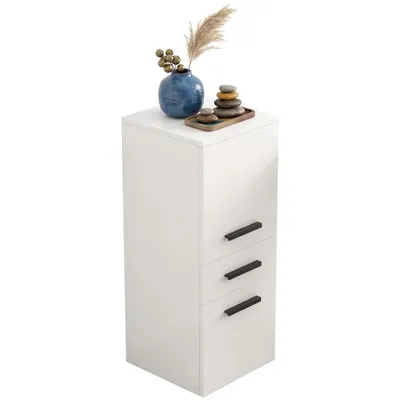 Image de Bibliothèque de bureau avec tiroir, 2 étagères, style industriel, couleur blanche, 85 cm