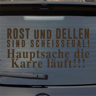 Produktbild von Heckscheibenaufkleber Rost Dellen scheißegal Hauptsache Karre läuft 54x26 cm Braun Auto Aufkleber Sticker
