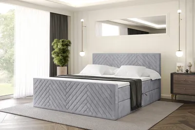 Produktbild von ALTDECOR Boxspringbett mit Matratze und Lattenrost, Topper, Polsterbett mit Bettkasten, Bett mit Stauraum H3-Matratze, Doppelbett, Boxbett  - VEXA-Z - 140x200 - Grau Monolith