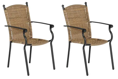 Produktbild von Merxx Gartensessel Roma, stapelbar, 2er Set, natur - Aluminium/Polyrattan