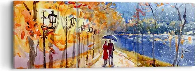 Produktbild von Bild auf Leinwand - Leinwandbild - Park Paar Baum - 90x30cm - Wand Bild - Wanddeko - Wandbilder - Leinwanddruck - Bilder - Kunstdruck - Wanddekoration - Leinwand bilder - Wandkunst - CA90x30-3557