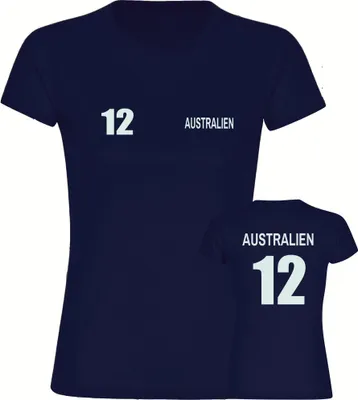 Produktbild von multifanshop Damen T-Shirt - Australien - Trikot Nummer 12, navi, Größe XL