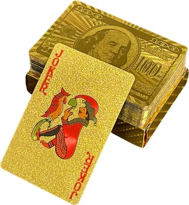 Zdjęcie produktu dla LEAN Toys 21001 Złote plastikowe karty do gry, 54 karty