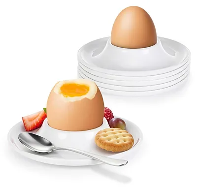 6er-Set Eierbecher aus Kunststoff, weiß, unzerbrechlich, spülmaschinenfest