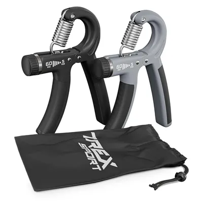 Produktbild von TREX SPORT Handtrainer Fingertrainer Set TX-002HGB | Grifftrainer 5–60kg Widerstand verstellbar | Fingerhantel, Unterarmtrainer mit Tasche, rutschfest