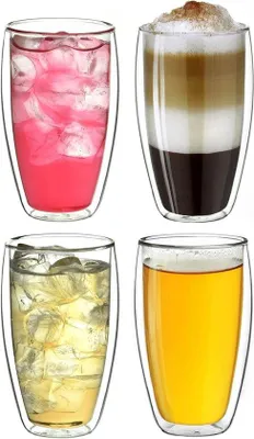 Obrázok produktu pre Dvojstenné termo sklo 400 ml z borosilikátového skla - sada 4 dvojstenných pohárov na čaj