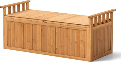 Obrázek produktu pro Venkovní dřevěná úložná lavice, 2místná s područkami