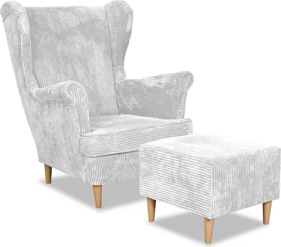 Produktbild von Family Meble Ohrensessel mit Hocker Bonito Relaxsessel Skandinavisch Bequemer Cord Sessel Loungesessel Fernsehsessel Wohnzimmer Schlafzimmer (Anaf 1)