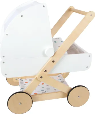Produktbild von small foot Puppenwagen Little Button aus Holz, multifunktionaler und hochwertiger Puppenkinderwagen, ab 3 Jahren, 11914, 46 cm