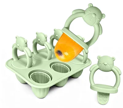Siliconen ijsvorm, 6 Mini-Eisformen mit Stäbchen