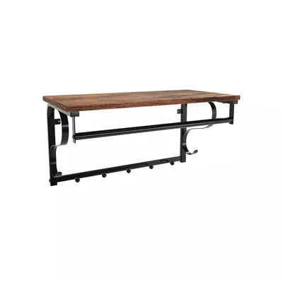 Produktbild von In And OutdoorMatch Wandgarderobe Anita - Mit Hutablage - Garderobe hängend - Industrial - Schwarz - Holz - 60 x 30 x 32 cm - Mit Hutablage