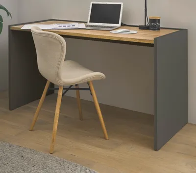 Produktbild von Schreibtisch Center in matt grau und Wotan Eiche, Büro Laptoptisch 143 x 62 cm