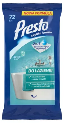 Imagen del producto de Toallitas húmedas PRESTO para el baño, 72 unidades