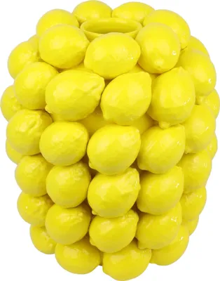 Produktbild von FURNARO Vase Limone - gelbe Keramikvase mit Zitronen-Relief, ø22x29cm