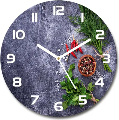 Produktbild von Wanduhr aus Glas 30fi Glasbild Glasuhr Gehärtetes Glas - weisse-zeiger - Herbs and spices