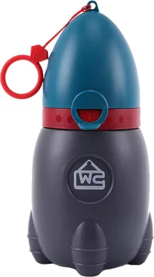 Zdjęcie produktu dla Podróżny pisuar Przenośna toaleta awaryjna do treningu sikania na kempingu, w samochodzie, w podróży, w parku - dla dzieci, chłopców i dziewczynek - Rocket Design Grey Blue - 370ML