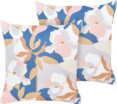 Obrázek produktu pro BELIANI Sada 2 zahradních polštářů vícebarevný polyester 45 x 45 cm květinový vzor moderní styl venkovní dekorace voděodolný