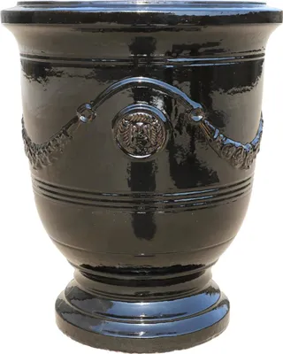 Produktbild von Provencelia Keramik Pflanzkübel Richelieu Schwarz, Ø46 x H56 cm, frostbeständig, handgefertigt, glasiert, Outdoor, Garten, Terrasse, winterfest