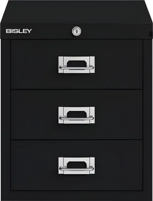 Produktbild von Schubladenschrank 3 Schübe mit Schloss schwarz H 325 x B 279 x T 408