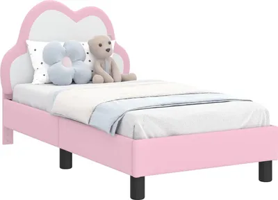 Image de vidaXL Lit d'enfant avec tête de lit rose 70 x 140 cm PU