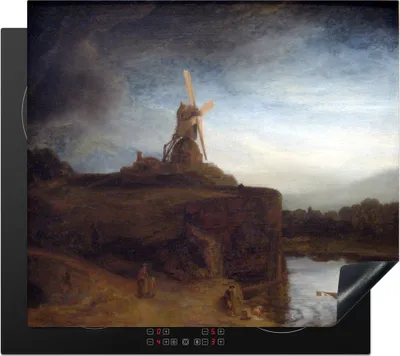 Produktbild von KitchenYeah© Herdabdeckplatte Die Mühle - Rembrandt van Rijn , 57x51cm, Küche Deko, Glaskeramikkochfeld Herdabdeckung, Abdeckplatte fùr Kochfeld
