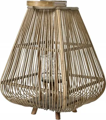 Produktbild von Bambuslaterne mit Holzbeinen und Griff 31x25cm