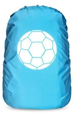 Obrázek produktu pro Pláštěnka na batoh, modrá, fotbalový motiv, vodotěsná, reflexní, odolná