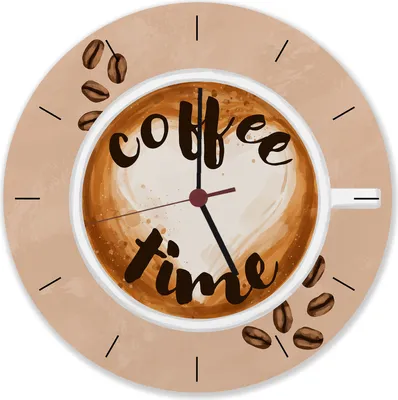 Produktbild von Coffee time Kaffee Wanduhr aus Alu