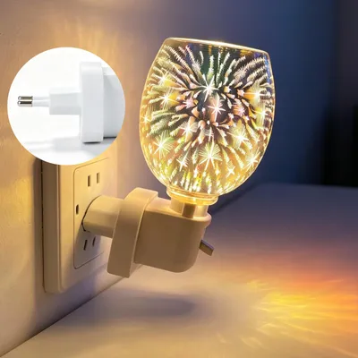 Duftlampe mit 3D-Feuerwerk, RGB-Farbwechsel, Glas, 25 W