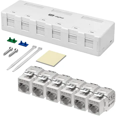 Produktbild von hb-digital Netzwerkdose Aufputz 6-Port CAT 7 Keystone Set