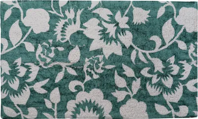 Produktbild von 1: Badematte FLOWER petrol grün weiß Blumenmuster Duschmatte 50x80cm