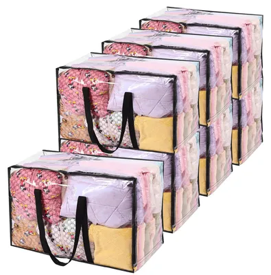7 Aufbewahrungstaschen 110 l, transparent, mit Reißverschluss, Kunststoff