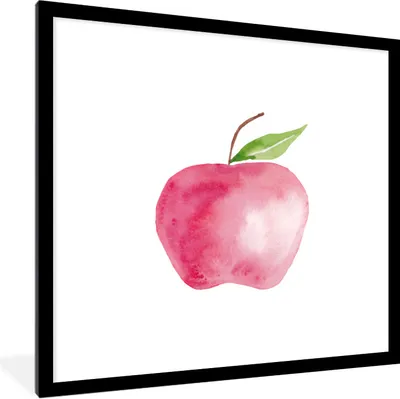 Produktbild von MuchoWow® Gerahmtes Poster Apfel - Rot - Aquarell 40x40 cm - Poster mit Schwarzem Bilderrahmen Wandposter Rahmen Foto Bilder - Poster - Plakat im Rahmen