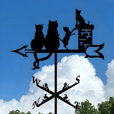 Produktbild von Metallenes Tiermotiv-Windspiel - Smeedstahl-Tuinornament für Außen - Dachgarten- und Innenhofdeko - Katennest