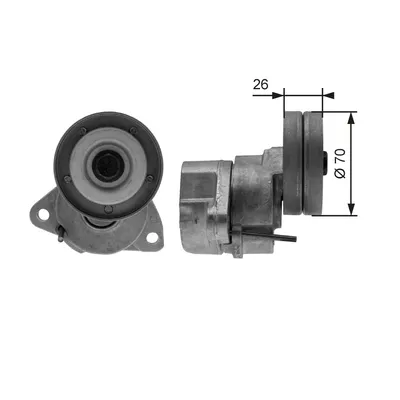 Produktbild von GATES T38154 Spannrolle Keilrippenriemen 70,25mm für OPEL ZAFIRA B (A05) Astra H Caravan (A04) Astra H Schrägheck (A04) Astra G CC (T98) Zafira A