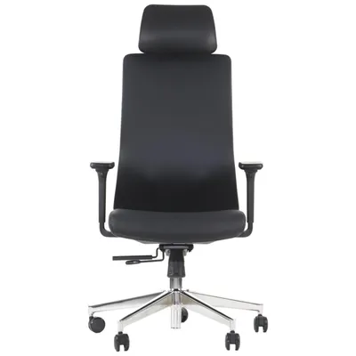 Immagine prodotto di Sedia da ufficio girevole ergonomica AKCENT PU, base cromata, braccioli regolabili, seduta scorrevole (avanti-indietro), ecopelle, nero